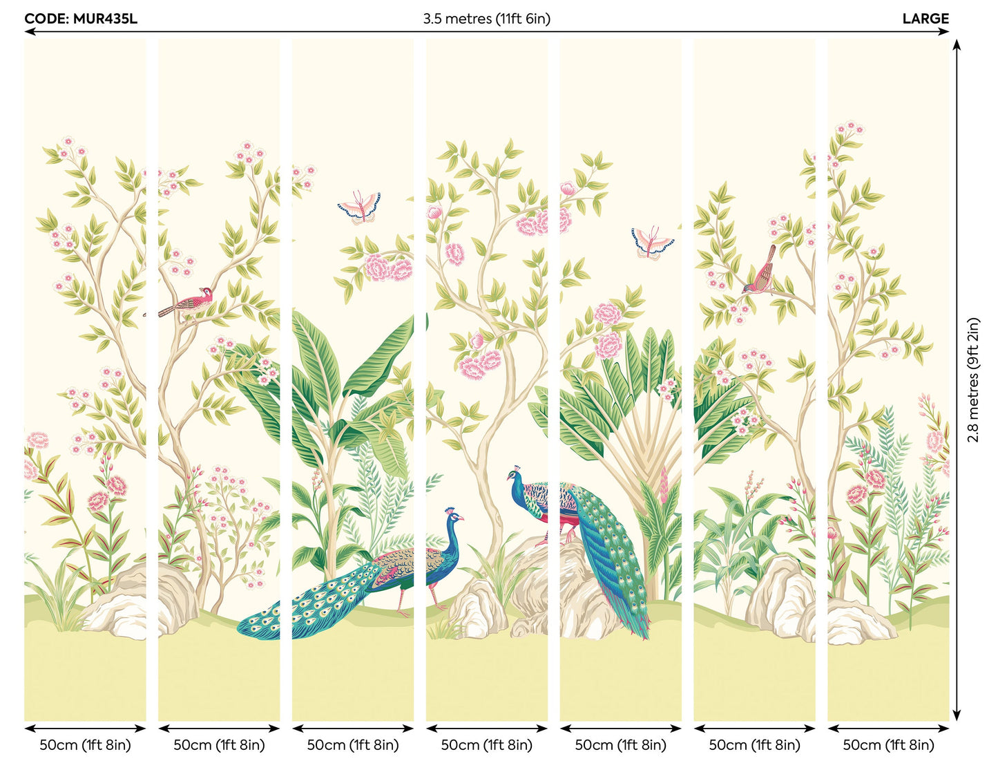 Origin Murals Peacock Garden Apple Rose 350cm X 280cm