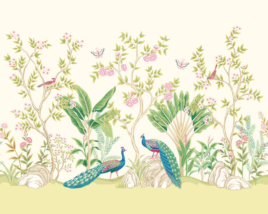 Origin Murals Peacock Garden Apple Rose 350cm X 280cm