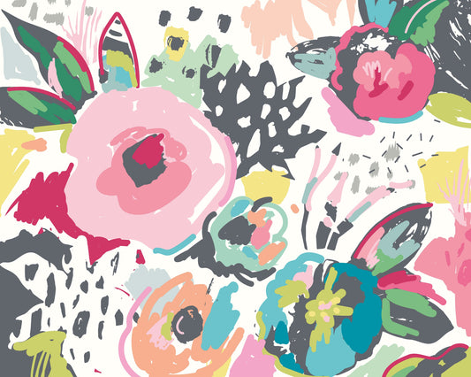 Origin Murals Abstract Floral Raspberry Pink 350cm X 280cm