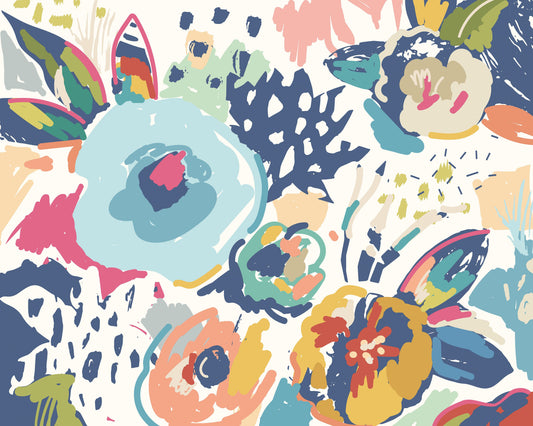 Origin Murals Abstract Floral Navy Blue 350cm X 280cm