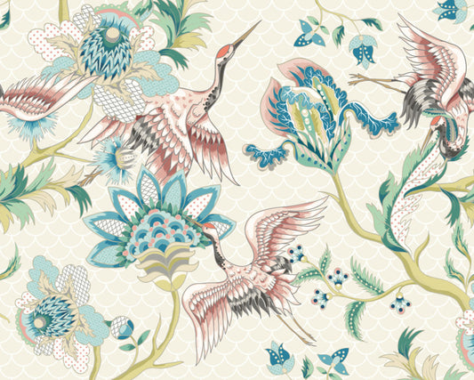 Origin Murals Cranes In Flight Cream 350cm X 280cm