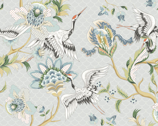 Origin Murals Cranes In Flight Grey 350cm X 280cm