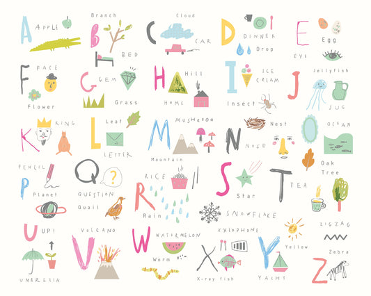 Origin Murals Childrens Alphabet Illustrations Multi Pink 300cm X 240cm