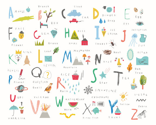 Origin Murals Childrens Alphabet Illustrations Multi Bright 350cm X 280cm