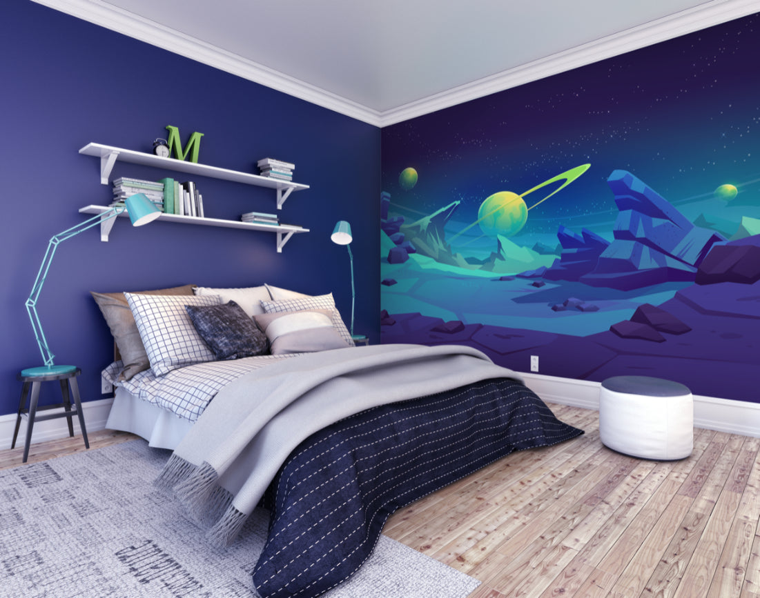Origin Murals Space Landscape Blue 350cm X 280cm