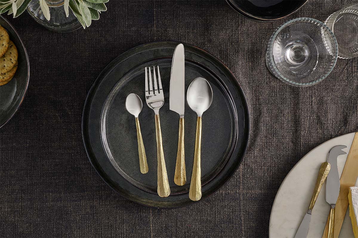 Nkuku Osko Cutlery Set Brushed Gold (Set Of 16)