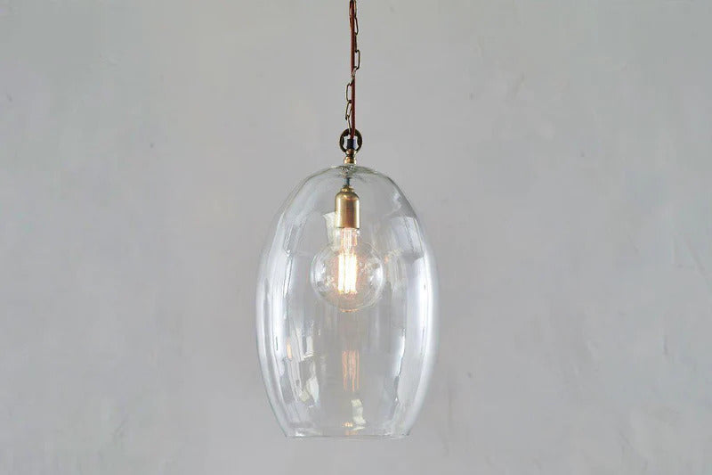 Nkuku Otoro Recycled Glass Pendant Clear Large Oval