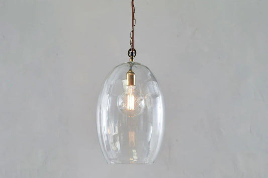 Nkuku Otoro Recycled Glass Pendant Clear Large Oval