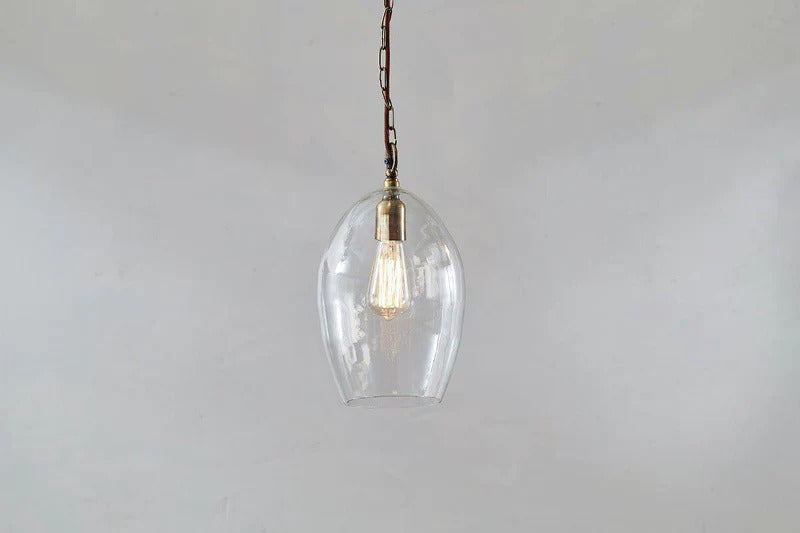 Nkuku Otoro Recycled Glass Pendant Clear Small Oval