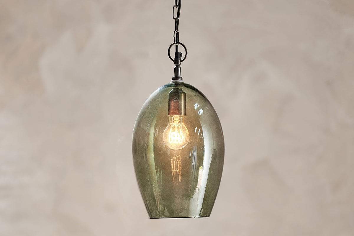 Nkuku Otoro Recycled Glass Pendant Green Large Oval
