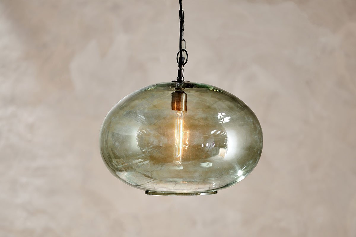 Nkuku Otoro Recycled Glass Pendant Green Large Round