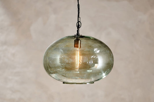 Nkuku Otoro Recycled Glass Pendant Green Large Round