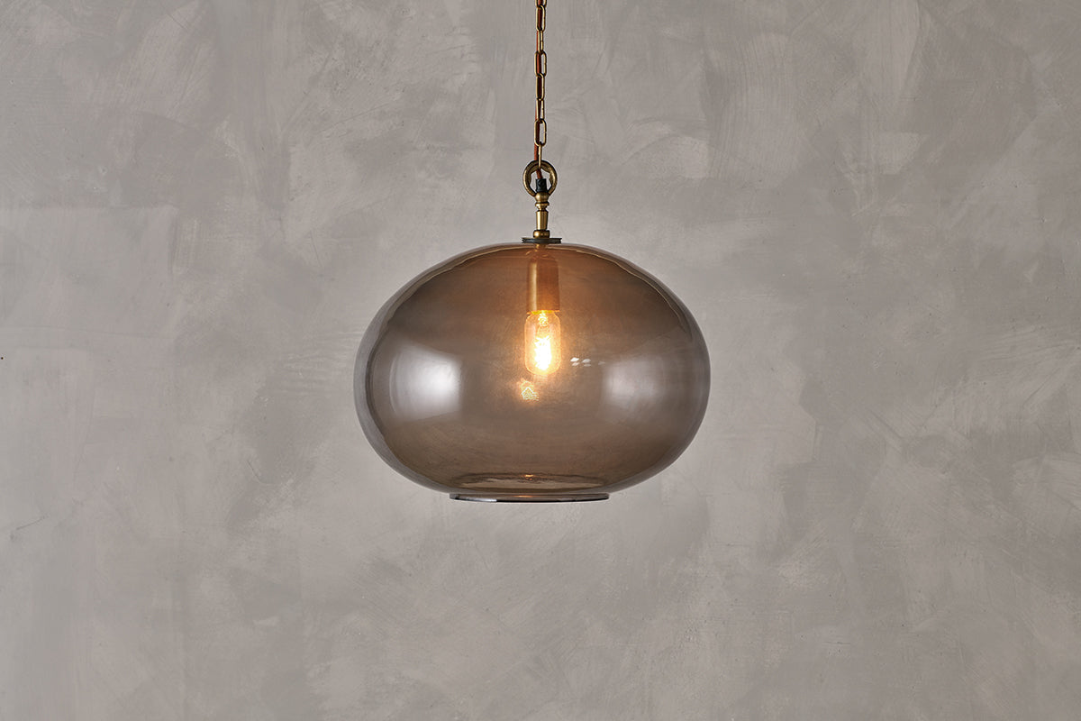 Nkuku Otoro Recycled Glass Pendant Smoke Large Round
