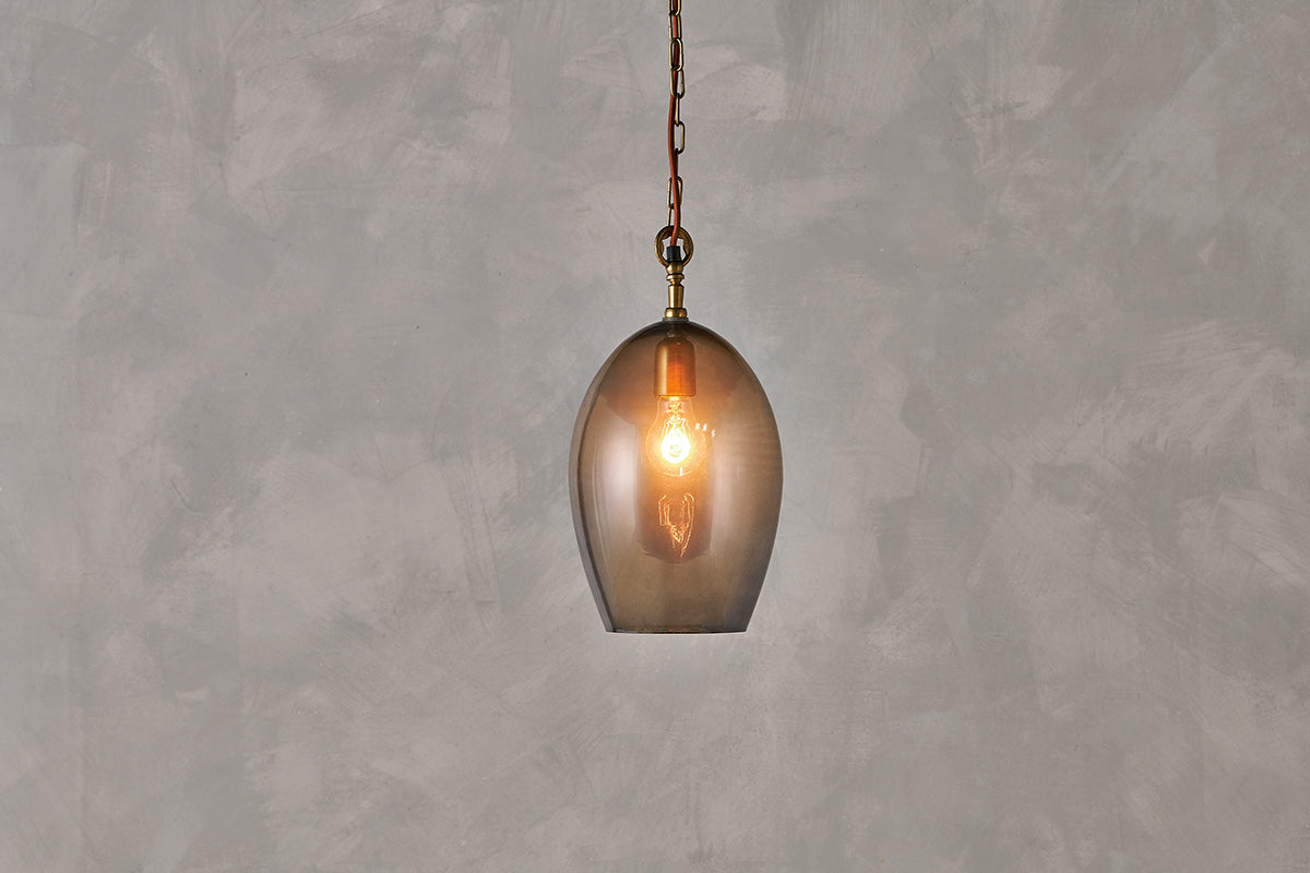 Nkuku Otoro Recycled Glass Pendant Smoke Small Oval