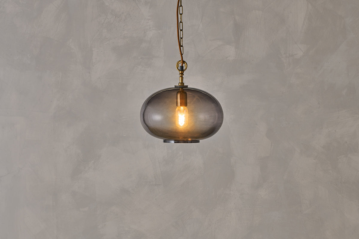 Nkuku Otoro Recycled Glass Pendant Smoke Small Round