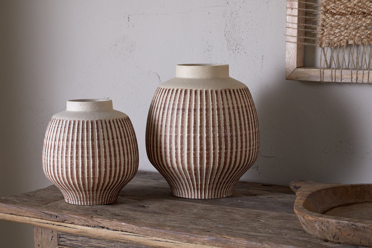 Nkuku Perola Reactive Glaze Decorative Vase Natural & Rust