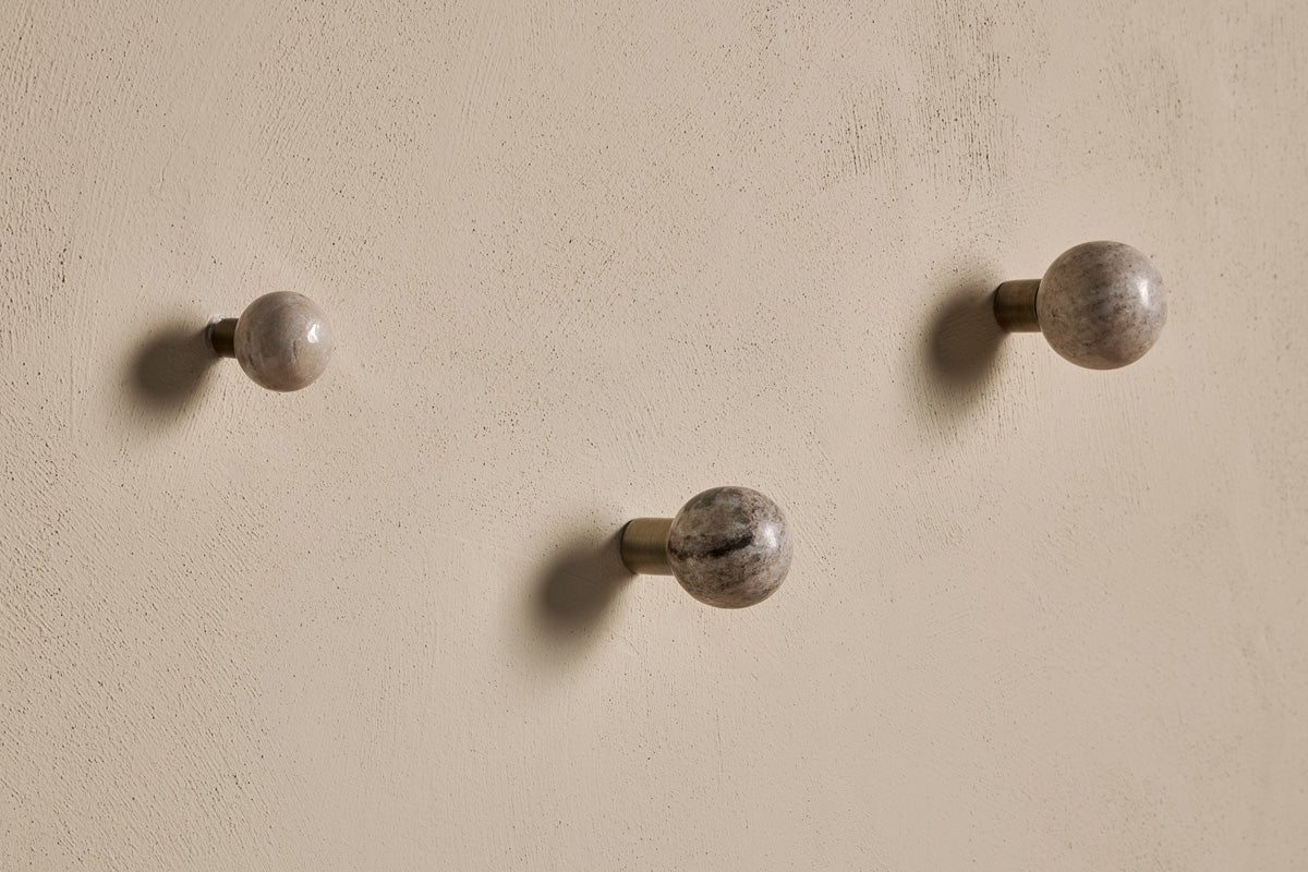 Nkuku Paladi Marble & Iron Round Hook Grey