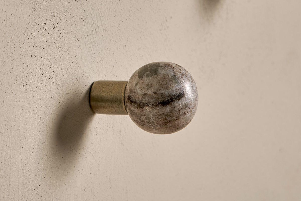 Nkuku Paladi Marble & Iron Round Hook Grey