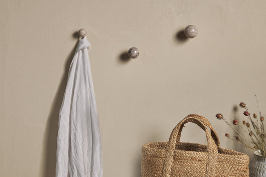 Nkuku Paladi Marble & Iron Round Hook Grey
