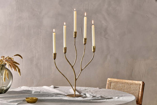 Nkuku Palani Statement Candelabra Antique Brass Large