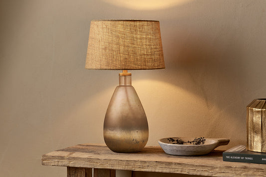 Nkuku Palla Recycled Glass Table Lamp Rustic Smoke