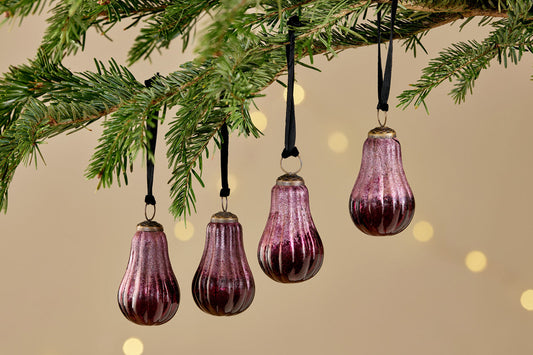 Nkuku Pannee Drop Baubles Ruby (Set Of 4)