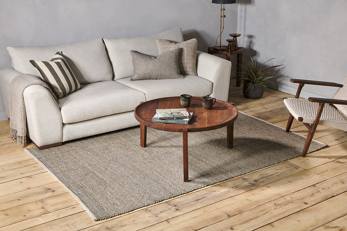 Nkuku Prathal Cotton And Seagrass Rug Natural & Black