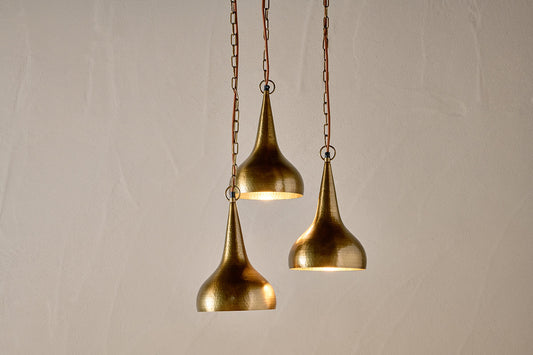 Nkuku Quinn Hammered Metal Cluster Lamp Antique Brass