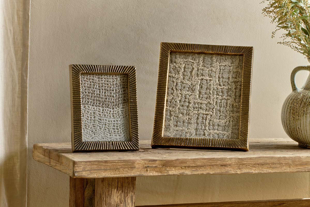 Nkuku Ranoli Iron Etched Photo Frame Antique Brass