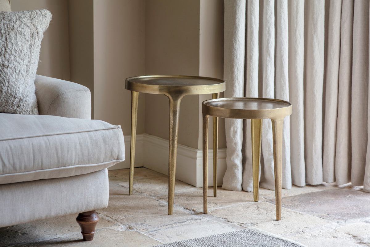Nkuku Rohia Cast Metal Side Table Brass