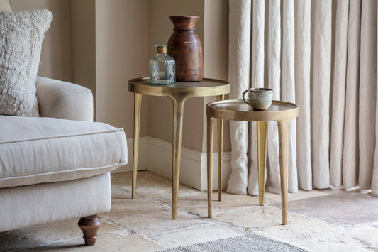 Nkuku Rohia Cast Metal Side Table Brass