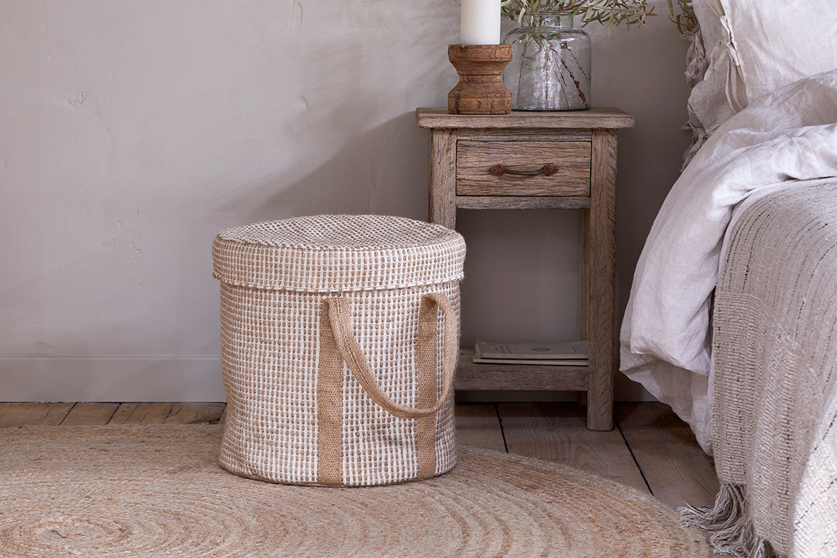 Nkuku Rohia Laundry Basket Natural & Cream