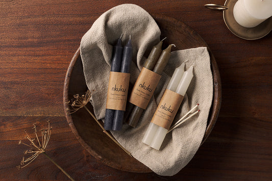 Nkuku Rustic Soy Blend Dinner Candle White (Set Of 2)