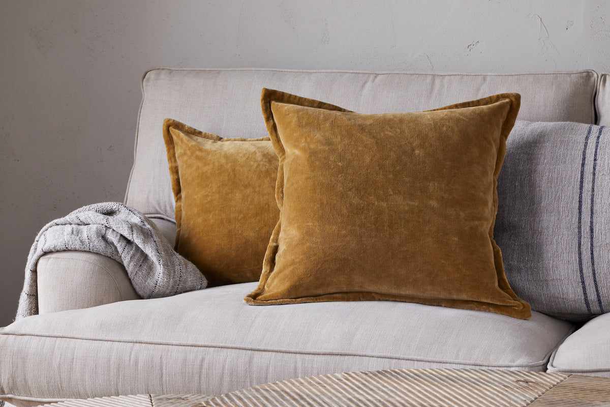 Nkuku Sela Velvet Cushion Cover Ochre