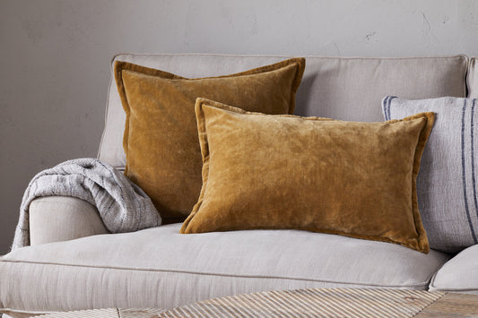 Nkuku Sela Velvet Cushion Cover Ochre