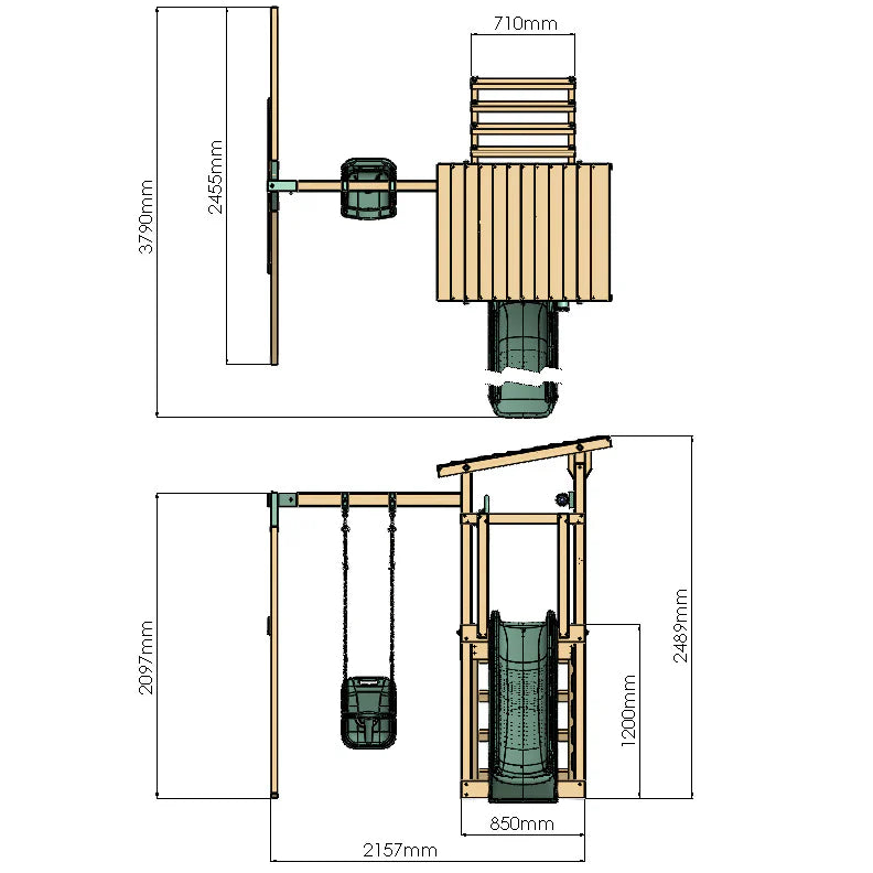 Climbing Frame With Single Baby Swing - Willow Way II