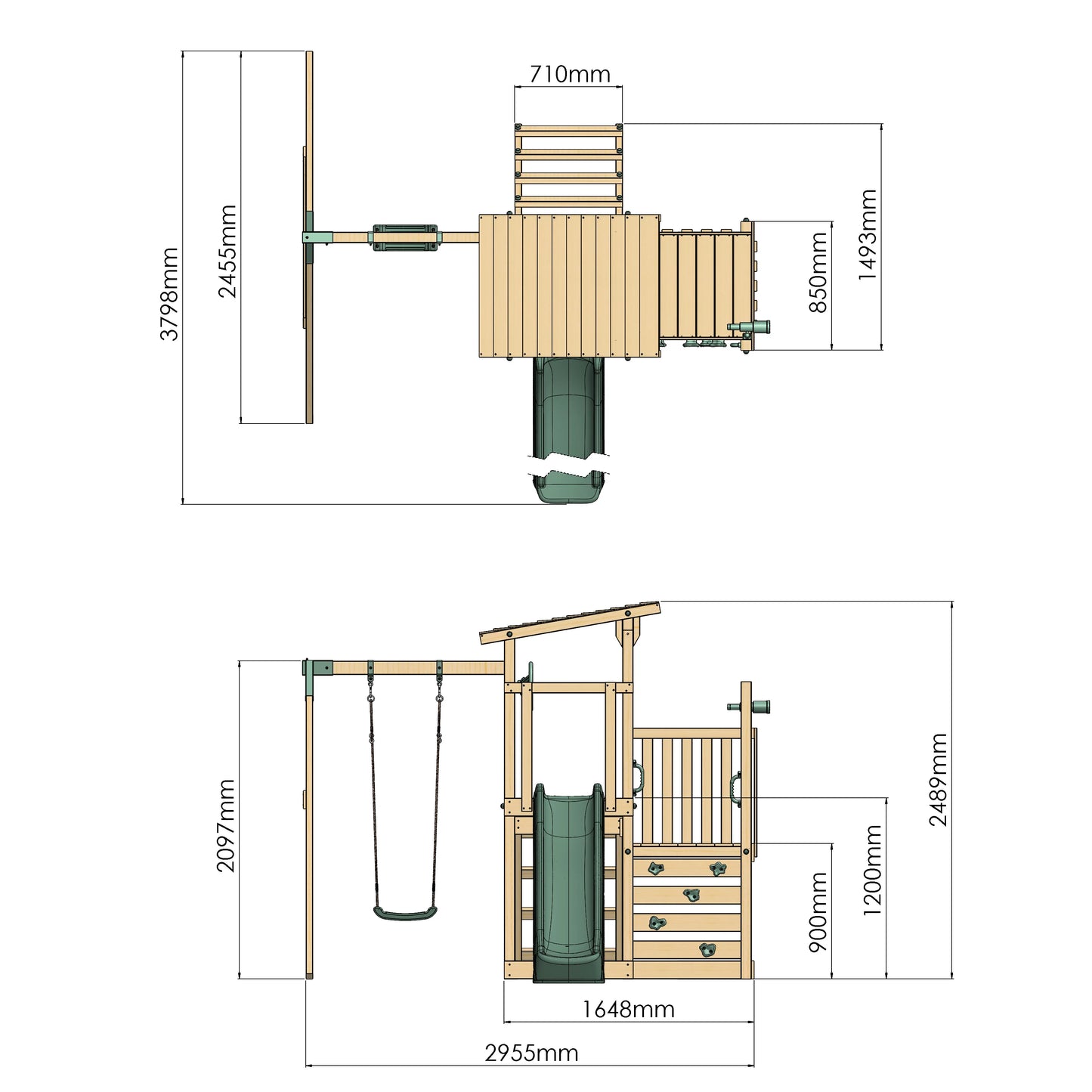 Climbing Frame With Step Up & Single Swing - Willow Way IV