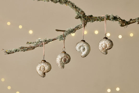 Nkuku Sachin Shell Baubles Rustic Gold (Set Of 4)
