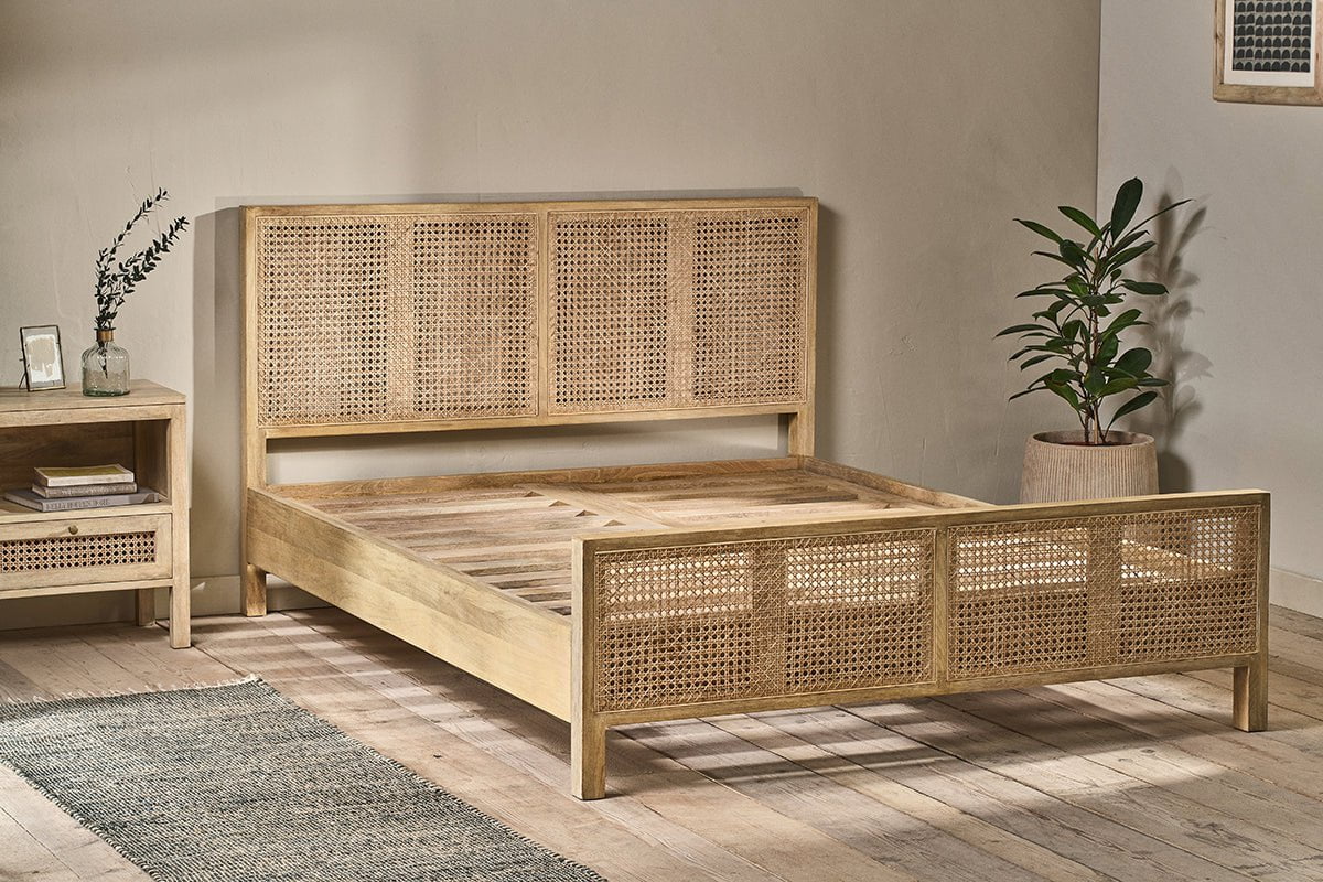 Nkuku Saharsa Cane & Mango Wood Bed