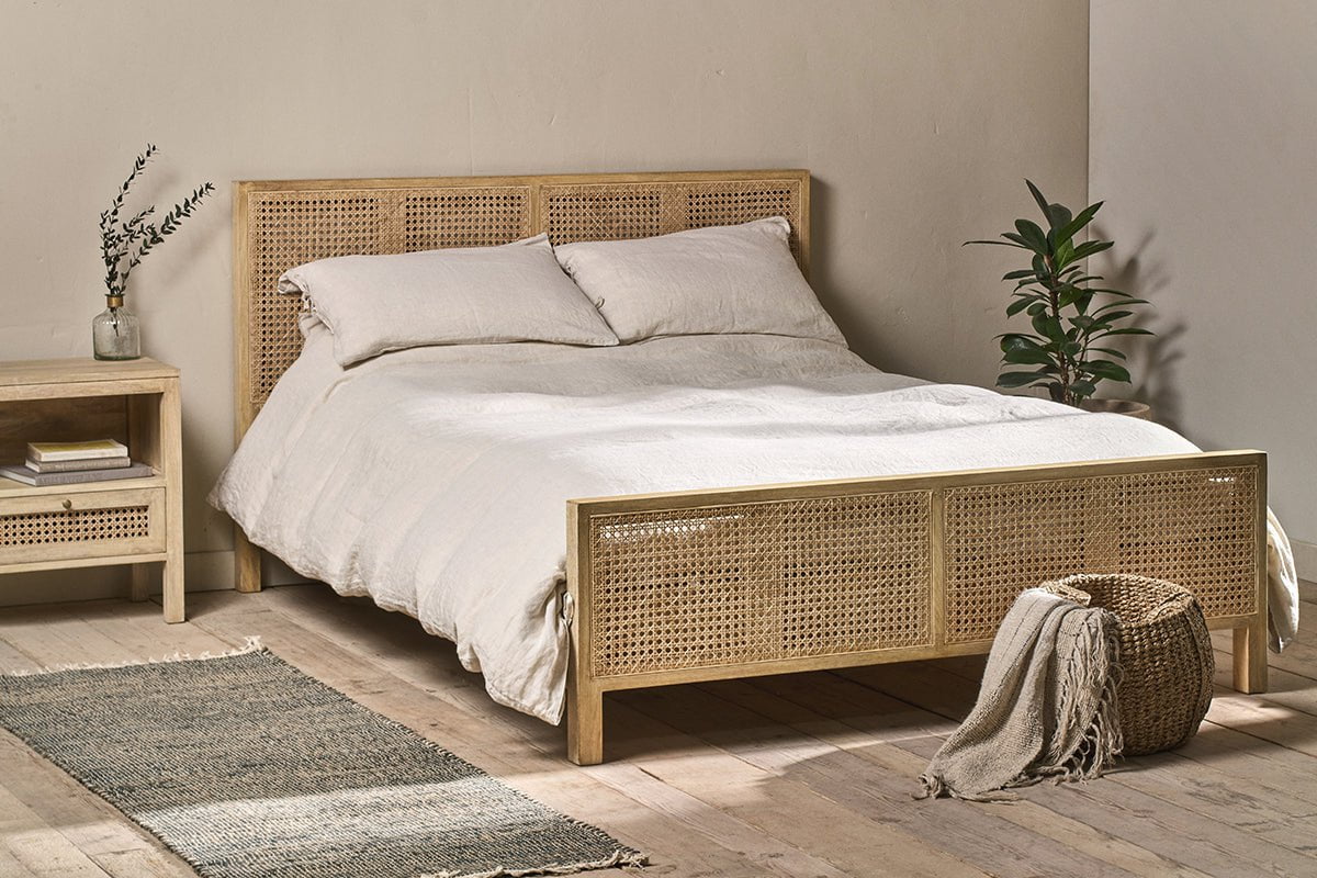 Nkuku Saharsa Cane & Mango Wood Bed