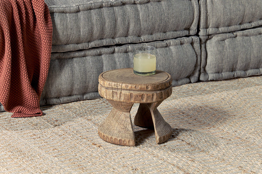 Nkuku Salman Wooden Decorative Stool Natural