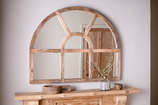 Nkuku Sande Arched Mango Wood Mirror Natural