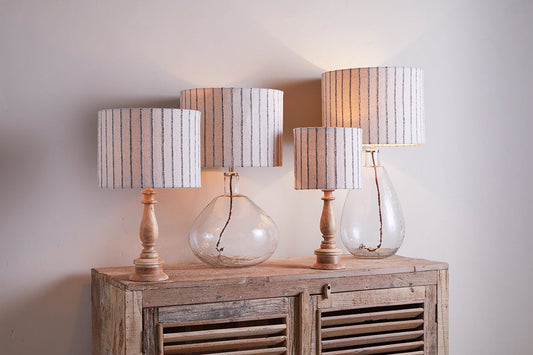 Nkuku Sanja Cotton Stripe Lampshade Off White & Grey