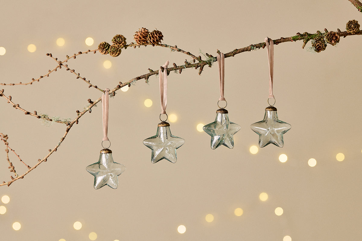 Nkuku Sardi Star Baubles Clear (Set Of 4)