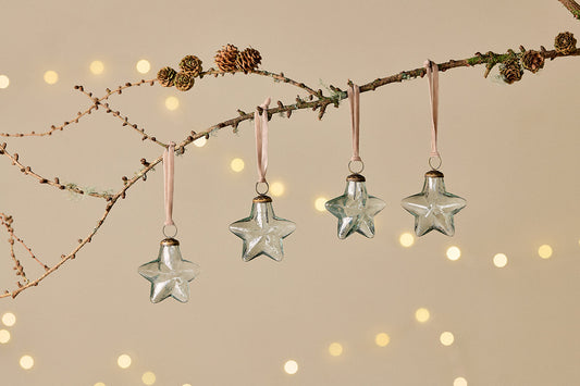 Nkuku Sardi Star Baubles Clear (Set Of 4)
