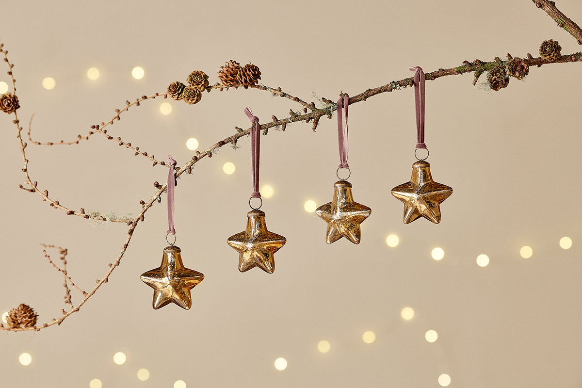 Nkuku Sardi Star Baubles Gold (Set Of 4)