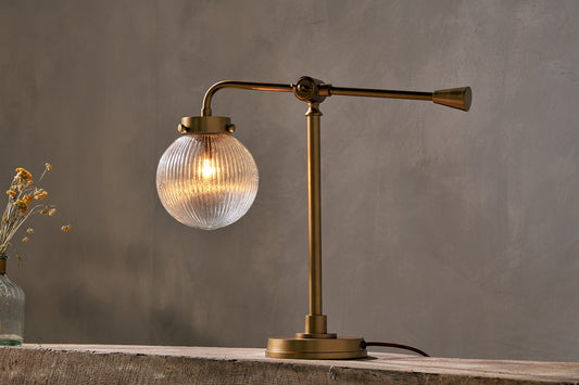 Nkuku Sengol Recycled Glass Desk Lamp Antique Brass