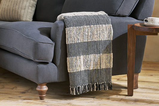 Nkuku Shal Cotton Throw Black & Off White