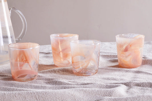 Nkuku Shirali Marble Swirl Tumbler Apricot (Set Of 4)
