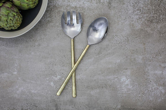 Nkuku Sirkali Salad Server Set Brushed Gold (Set Of 2)